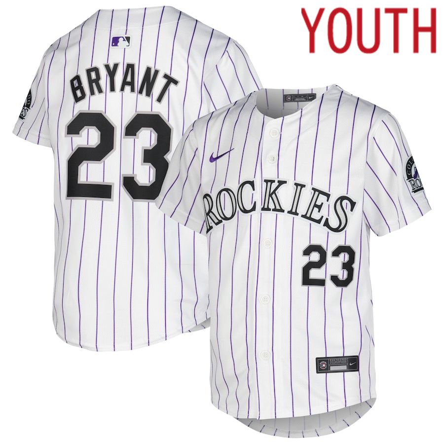 Youth Colorado Rockies #23 Kris Bryant Nike White Home Limited Player MLB Jersey->customized mlb jersey->Custom Jersey